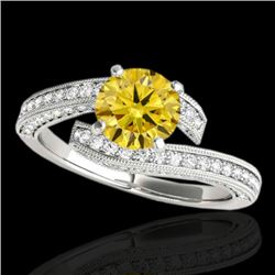 1.75 CTW Certified Si Intense Yellow Diamond Bypass Solitaire Ring 10K White Gold - REF-180H2W - 351