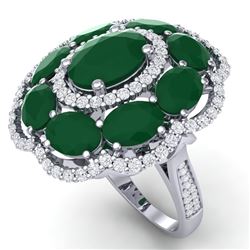 14.4 CTW Royalty Designer Emerald & VS Diamond Ring 18K White Gold - REF-300X2T - 39183