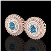 Image 1 : 2.61 CTW Fancy Intense Blue Diamond Art Deco Stud Earrings 18K Rose Gold - REF-300M2F - 37909