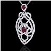 Image 2 : 3.50 CTW Ruby & Micro VS/SI Diamond Heart Necklace Designer 14K White Gold - REF-179H6W - 21250