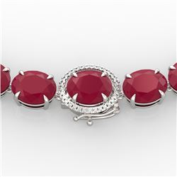 170 CTW Ruby & VS/SI Diamond Necklace 14K White Gold - REF-993M8F - 22312