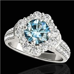 2.16 CTW SI Certified Fancy Blue Diamond Solitaire Halo Ring 10K White Gold - REF-221N8Y - 33954