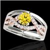 Image 1 : 1.55 CTW Certified Si Intense Yellow Diamond Solitaire Ring 2 Tone 10K White & Rose Gold - REF-227R3