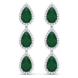 27.06 CTW Royalty Emerald & VS Diamond Earrings 18K White Gold - REF-400Y2N - 38841