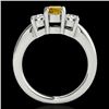 Image 2 : 2 CTW Certified Si Fancy Intense Yellow Diamond 3 Stone Solitaire Ring 10K White Gold - REF-290K9R -