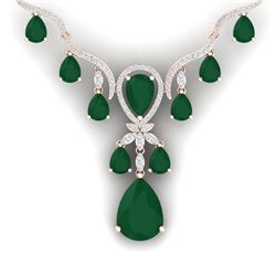 37.14 CTW Royalty Emerald & VS Diamond Necklace 18K Rose Gold - REF-763K6R - 38590