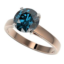 2.50 CTW Certified Fancy Blue SI Diamond Solitaire Ring 10K Rose Gold - REF-608K5R - 33046