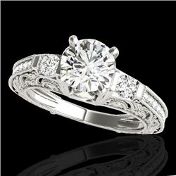1.63 CTW H-SI/I Certified Diamond Solitaire Antique Ring 10K White Gold - REF-218T2X - 34648