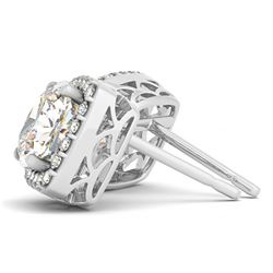 3 CTW Diamond VS/SI Certified Cushion Cut Earrings 14K White Gold - REF-871R9K - 29297