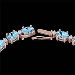 49.85 CTW Aquamarine & VS/SI Certified Diamond Eternity Necklace 10K Rose Gold - REF-494H2W - 29501