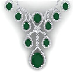 37.66 CTW Royalty Emerald & VS Diamond Necklace 18K White Gold - REF-963M6F - 38556