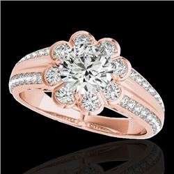 1.5 CTW H-SI/I Certified Diamond Solitaire Halo Ring 10K Rose Gold - REF-171Y6N - 34469