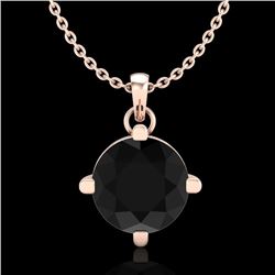 1 CTW Fancy Black Diamond Solitaire Art Deco Stud Necklace 18K Rose Gold - REF-52R8K - 38074