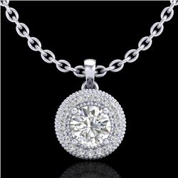1 CTW VS/SI Diamond Solitaire Art Deco Stud Necklace 18K White Gold - REF-180N2Y - 36965