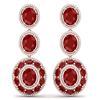 Image 1 : 32.84 CTW Royalty Designer Ruby & VS Diamond Earrings 18K Rose Gold - REF-490R9K - 39259