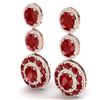 Image 2 : 32.84 CTW Royalty Designer Ruby & VS Diamond Earrings 18K Rose Gold - REF-490R9K - 39259