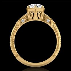 1.17 CTW VS/SI Diamond Solitaire Art Deco Ring 18K Yellow Gold - REF-381K8R - 37216