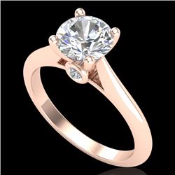1.36 CTW VS/SI Diamond Solitaire Art Deco Ring 18K Rose Gold - REF-420R2K - 37290