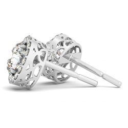 2.85 CTW Diamond Solitaire Earrings VS/SI Certified 14K White Gold - REF-748W8H - 29282