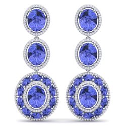 33.72 CTW Royalty Tanzanite & VS Diamond Earrings 18K White Gold - REF-581K8R - 39264