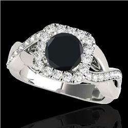 2 CTW Certified Vs Black Diamond Solitaire Halo Ring 10K White Gold - REF-91W3H - 33319