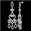 Image 2 : 3.25 CTW VS/SI Diamond Certified Micro Pave Designer Earrings 14K White Gold - REF-253M6F - 22415