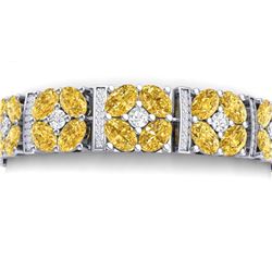 34.18 CTW Royalty Canary Citrine & VS Diamond Bracelet 18K White Gold - REF-536H4W - 39027
