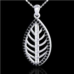 1 CTW Micro Pave Black & White VS/SI Diamond Designer Necklace 18K White Gold - REF-100M2F - 21544