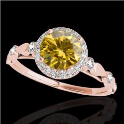 1.25 CTW Certified Si Fancy Intense Yellow Diamond Solitaire Halo Ring 10K Rose Gold - REF-154K5R - 