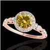 Image 1 : 1.25 CTW Certified Si Fancy Intense Yellow Diamond Solitaire Halo Ring 10K Rose Gold - REF-154K5R - 