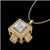 Image 1 : 0.84 CTW Princess VS/SI Diamond Solitaire Micro Pave Necklace 18K Yellow Gold - REF-149W3H - 37192