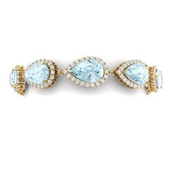 41.87 CTW Royalty Sky Topaz & VS Diamond Bracelet 18K Yellow Gold - REF-418F2M - 38867