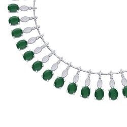 65.62 CTW Royalty Emerald & VS Diamond Necklace 18K White Gold - REF-1254M5F - 39120