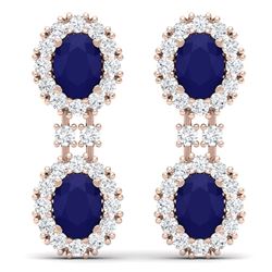 8.98 CTW Royalty Sapphire & VS Diamond Earrings 18K Rose Gold - REF-218R2K - 38815
