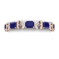 38.13 CTW Royalty Sapphire & VS Diamond Bracelet 18K Rose Gold - REF-454X5T - 39397
