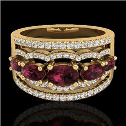 2.25 CTW Garnet & Micro Pave VS/SI Diamond Certified Designer Ring 10K Yellow Gold - REF-69T3X - 210