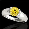 Image 1 : 1 CTW Certified Si Fancy Intense Yellow Diamond Solitaire Ring 10K White Gold - REF-207X3T - 35180