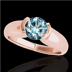 1 CTW SI Certified Fancy Blue Diamond Solitaire Ring 10K Rose Gold - REF-172H8W - 35179