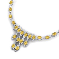 64.04 CTW Royalty Canary Citrine & VS Diamond Necklace 18K White Gold - REF-945W5H - 39009