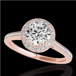 1.55 CTW H-SI/I Certified Diamond Solitaire Halo Ring 10K Rose Gold - REF-180H2W - 33527