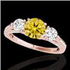 Image 1 : 1.75 CTW Certified Si Fancy Intense Yellow Diamond 3 Stone Ring 10K Rose Gold - REF-236W4H - 35357