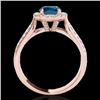 Image 2 : 1.8 CTW SI Certified Fancy Blue Diamond Solitaire Halo Ring 10K Rose Gold - REF-209M3F - 34066