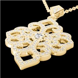 1.40 CTW Micro Pave VS/SI Diamond Certified Designer Necklace 14K Yellow Gold - REF-130W9H - 22557
