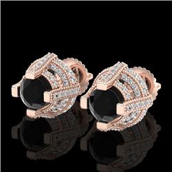 2.75 CTW Fancy Black Diamond Solitaire Micro Pave Stud Earrings 18K Rose Gold - REF-180K2R - 37626