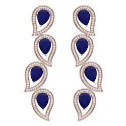 16.44 CTW Royalty Sapphire & VS Diamond Earrings 18K Rose Gold - REF-318H2W - 39457