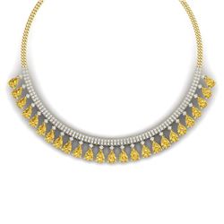39.66 CTW Royalty Canary Citrine & VS Diamond Necklace 18K Yellow Gold - REF-854N5Y - 38885
