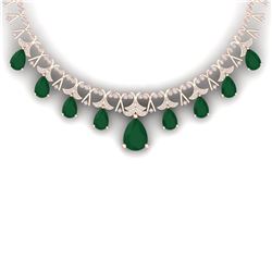 56.94 CTW Royalty Emerald & VS Diamond Necklace 18K Rose Gold - REF-1236M4F - 38701
