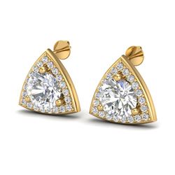 3 CTW VS/SI Diamond Certified Stud Earrings 18K Yellow Gold - REF-824H3W - 20189