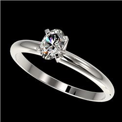 0.50 CTW Certified VS/SI Quality Oval Diamond Engagement Ring 10K White Gold - REF-77K6R - 32865