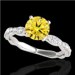 1.4 CTW Certified Si Fancy Intense Yellow Diamond Solitaire Ring 10K White Gold - REF-156M4F - 34878